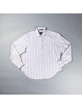 Vintage Striped Button-Up Shirt, Pastel Tones